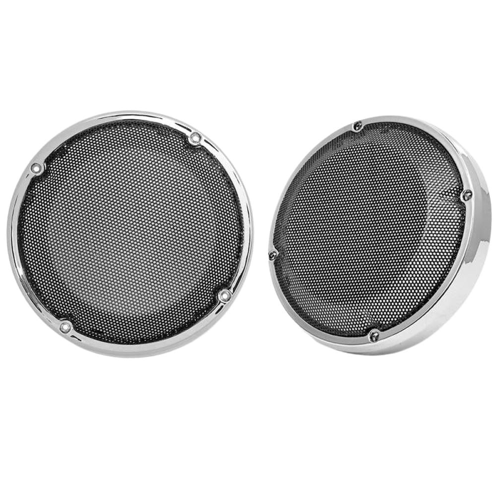 6.5 Inch Chrome Saddlebag Lid Speaker Grill Cover Compatible with Motorcycle Models Touring Electra Street CVO FLHT Road King 1983 2022