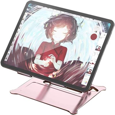 Adjustable Laptop Stand, Recliner Aluminium Laptop Stand Ventilated Laptop Holder Collapsible Ergonomic Compatible with 11'' -17'' Tablets Notebook(Rose Gold)