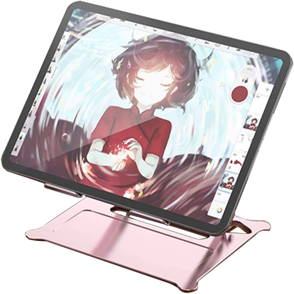 Adjustable Laptop Stand, Recliner Aluminium Laptop Stand Ventilated Laptop Holder Collapsible Ergonomic Compatible with 11'' -17'' Tablets Notebook(Rose Gold)