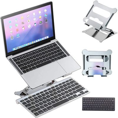 Adjustable Laptop Stand, Recliner Aluminum Foldable Laptop Stand Desktop Laptop Holder with Keyboard Collapsible Ergonomic Compatible with 11'' -17''