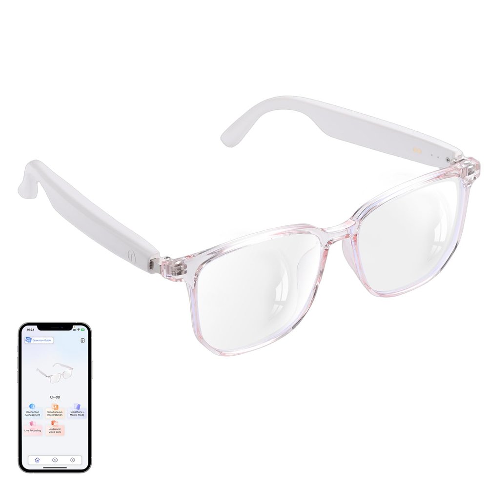AI Smart Glasses for Women, Support 160+ Languages Real-Time Translation/Live Recording/AI Call Bluetooth Translator, Video & Voice Call, Powered by GPT, Translation Glasses for Work, Travel & Study