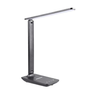 lluofeng Improve Business Desk Lamp with 15W Phone Charging, Faux Leather Texture, LED Eye-Caring for Office & Reading