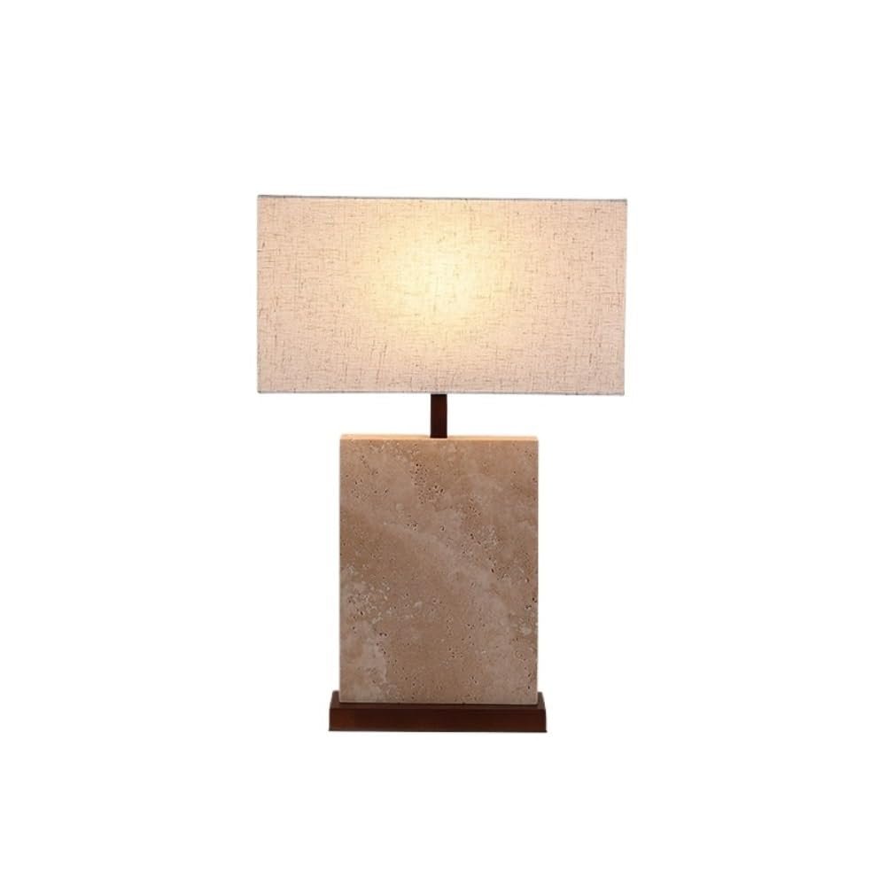 lluofeng Improve Rustic Travertine Desk Lamp | Wabi - Sab Ambient Light for Bedroom & Living Room