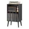 Wooden LP Record Player Stand with 4 Cabinets Record Storage Holder & Organizer Table Wood End Table with Turntable Space Long-Lasting(Gray) view 1