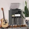 Wooden LP Record Player Stand with 4 Cabinets Record Storage Holder & Organizer Table Wood End Table with Turntable Space Long-Lasting(Gray) view 2
