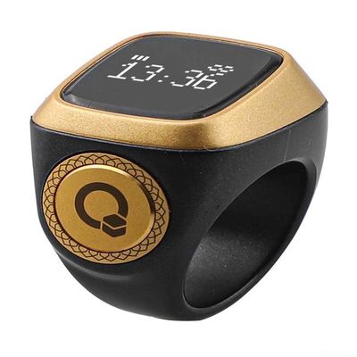 Smart-Zikr Ring, Wireless Prayer Counter, Ring Counter, IQibla Smart For Zikr Ring With Digital Counter, Display, And Smart Vibration System For Muslim Prayer Time Reminders Via APP(18mm Black)