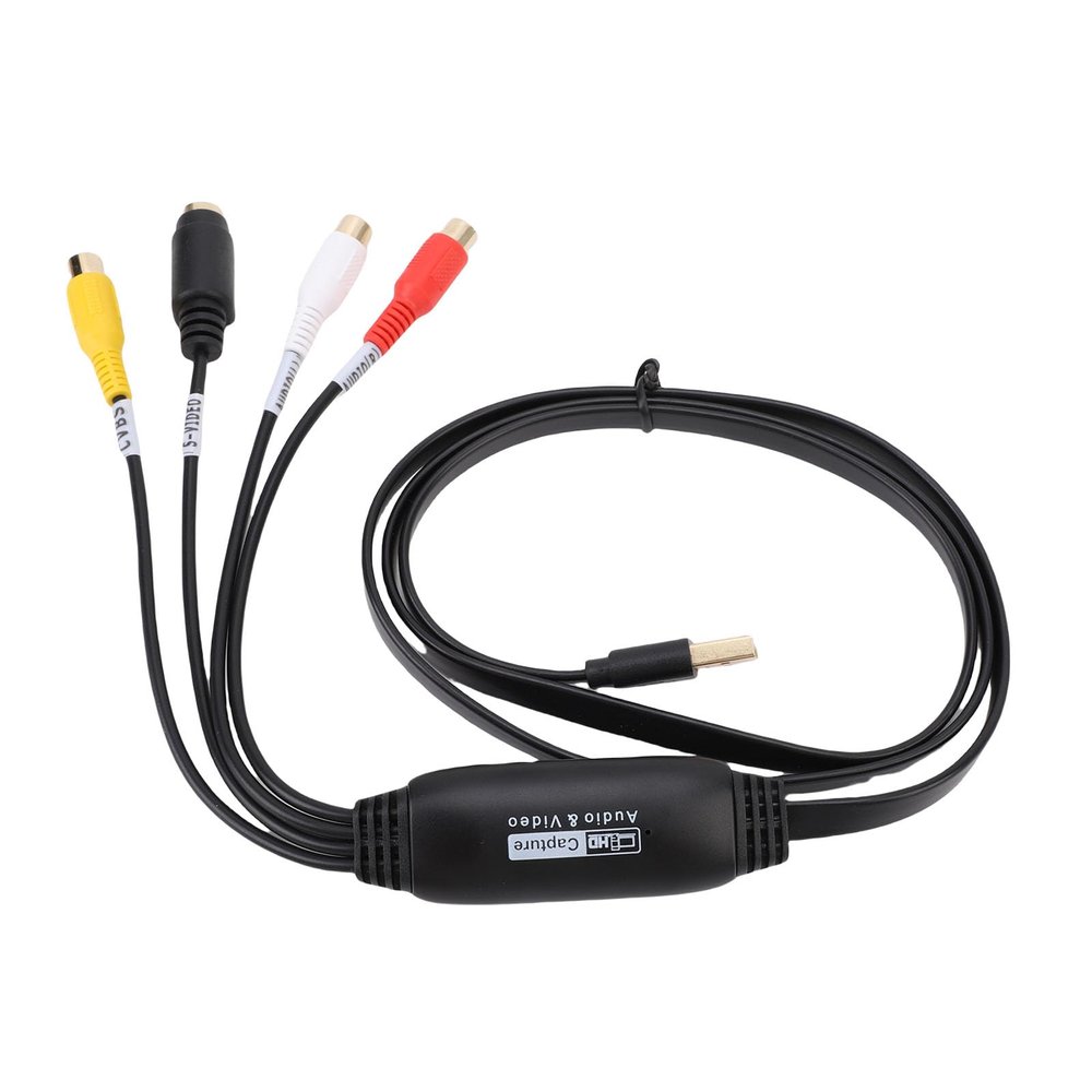 ASHATA CVBS S Video to USB Converter, Plug and Play USB Video Capture Card with Real Time Sync Compatible with OS X Linux, for NTSC PAL