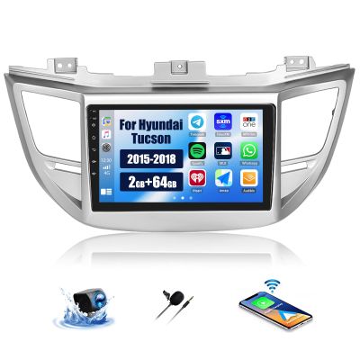 2G+64G Android Car Stereo for Hyundai Tucson 2015-2018 Radio Wireless Apple CarPlay Android Auto 9 Inch 2.5D Car Radio Bluetooth Touchscreen GPS Navigation Head Unit WiFi FM USB SWC Backup Camera
