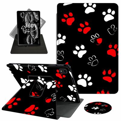 ACWDMKH Case for iPad (A16) 11th Generation 11 Inch 2025,for iPad 11th Generation Case,360 Degree Rotating Swivel PU Leather Slim Stand Flip Folio Cover with Auto Wake/Sleep,White Red Paw