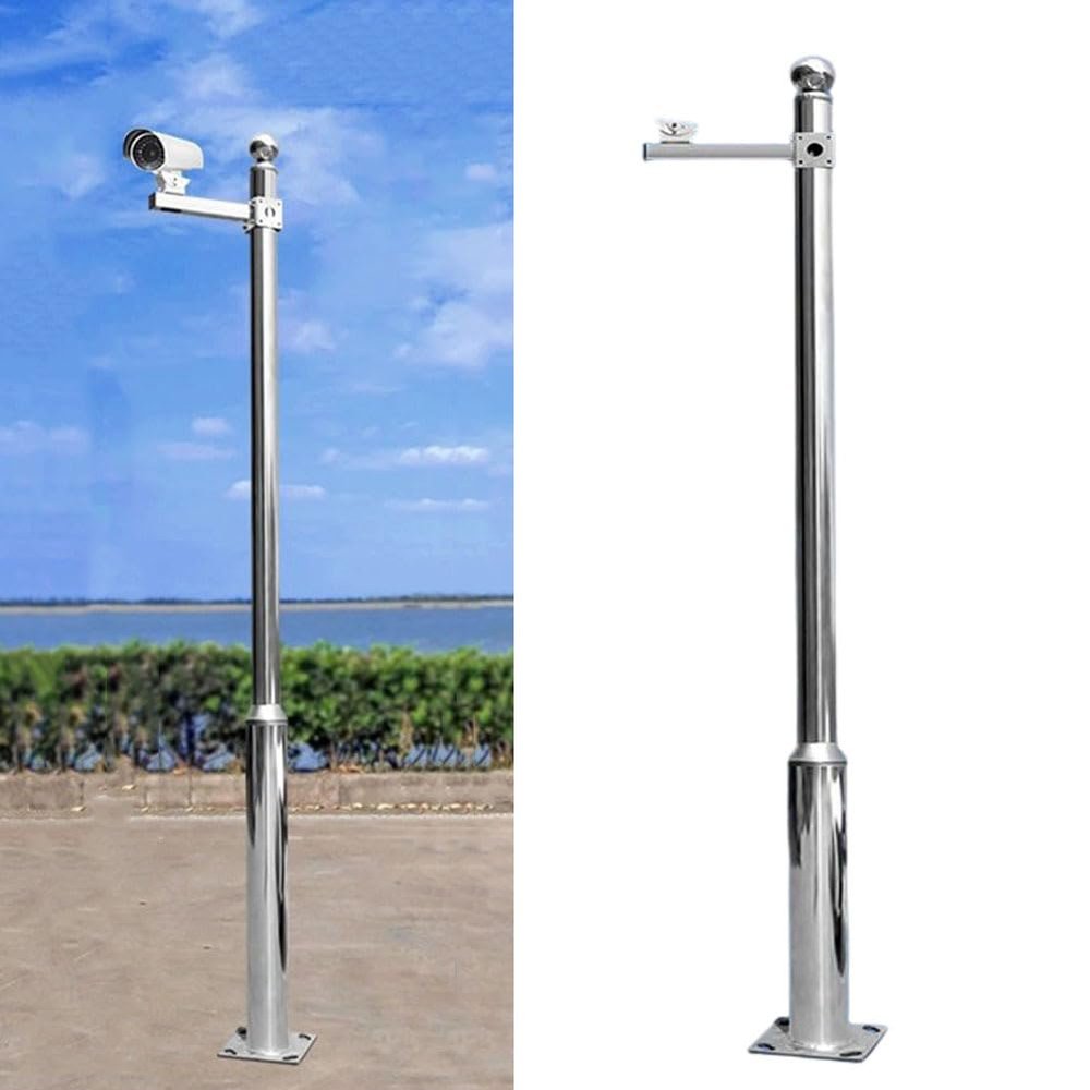 PA-DABAOO High Camera Surveillance Pole Kit,Outdoor Solar Panels/Camera Pole Detachable,Stainless Steel Monitor Combination Rod,with Bracket & Decorative Metal Balls,B 4.5m/14.76ft