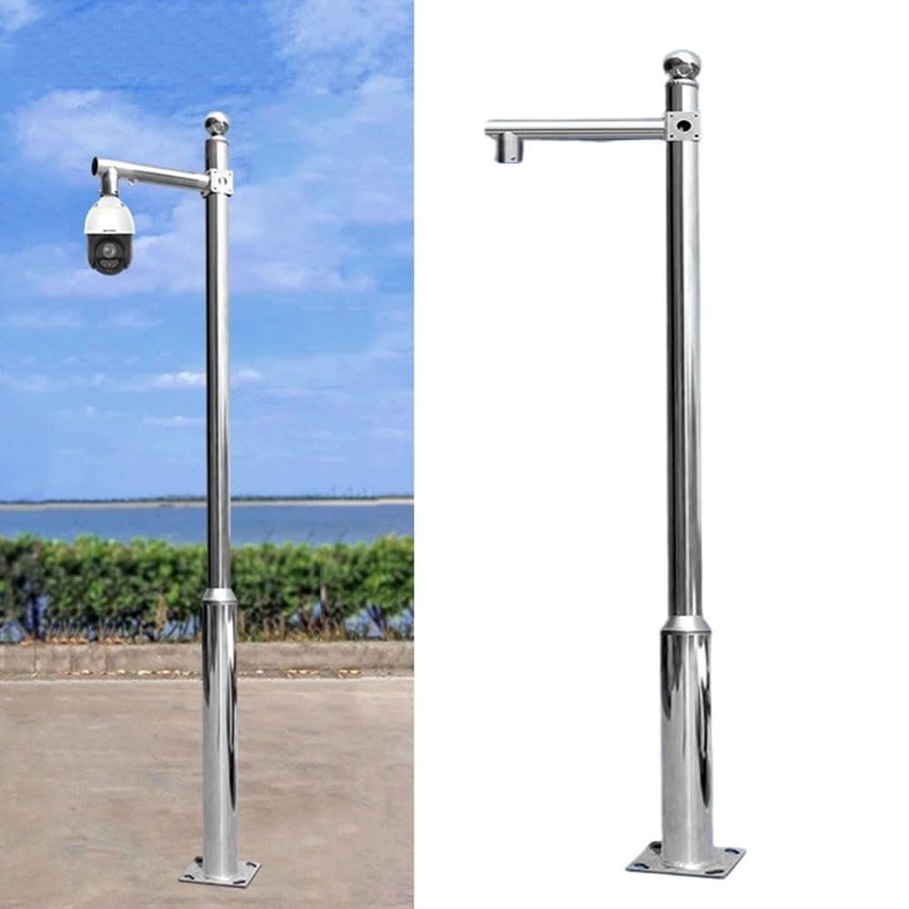 PA-DABAOO High Camera Surveillance Pole Kit,Outdoor Solar Panels/Camera Pole Detachable,Stainless Steel Monitor Combination Rod,with Bracket & Decorative Metal Balls,C 4m/13.12ft