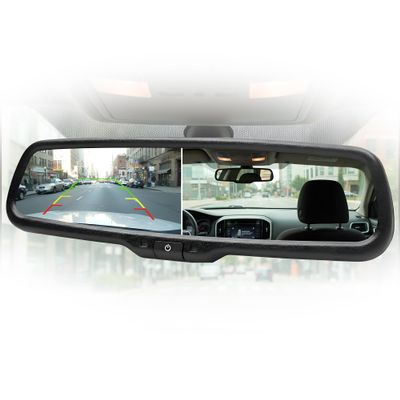 4.3 Backup Camera Rearview Mirror, Auto Dimming Digital LCD Rear View Mirror with RCA for Backup Camera Monitor, Fits Ford F150/250/350 Toyota Tacoma Corolla Chevy Equinox Jeep Wrangler