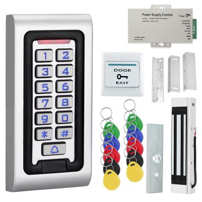 AccessShield Outdoor Waterproof Access Control System with Power Supply DC 12V,Door Safety Switch,Electric Lock Key Fob Suitable for Home,Apartments,Offices, Courtyard