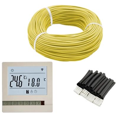 100m 12K 33Ohm Carbon Fiber Heating Cable Electric Wire Farming Underfloor Heating System with Thermostat(100m and MK71 WiFi)