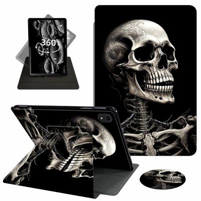 ACWDMKH Case for iPad (A16) 11th Generation 11 Inch 2025,for iPad 11th Generation Case,360 Degree Rotating Swivel PU Leather Slim Stand Flip Folio Cover with Auto Wake/Sleep,Cute Skull Black