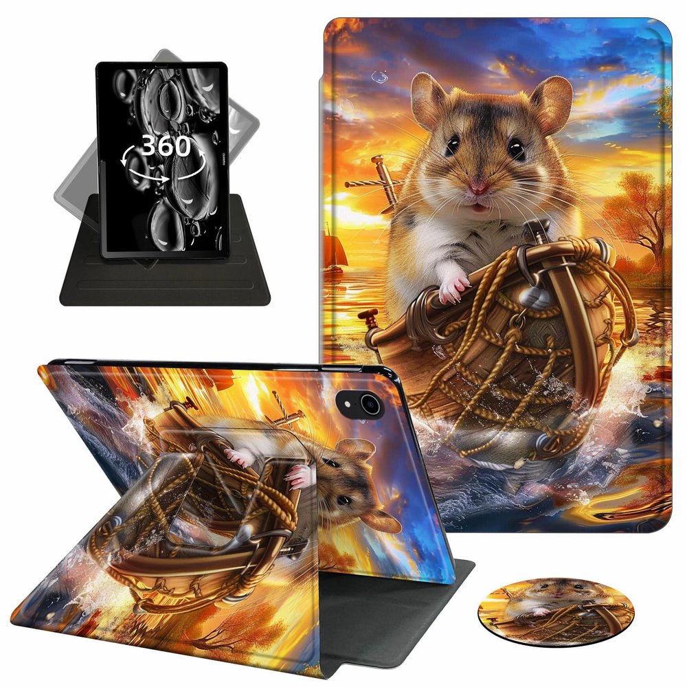 ACWDMKH Case for iPad (A16) 11th Generation 11 Inch 2025,for iPad 11th Generation Case,360 Degree Rotating Swivel PU Leather Slim Stand Flip Folio Cover with Auto Wake/Sleep,Cute Mouse Ship