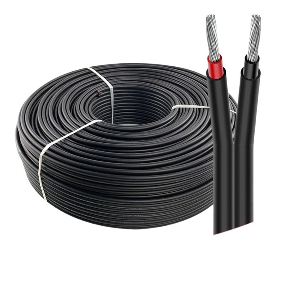 1500V 4mm2 6mm2 12/10 AWG Solar Cable Photovoltaic Wire Red+Black Cable Tinned Copper XLPE Jacket for PV Panels TUV Certifiction(10m Black Twin 4mm2)