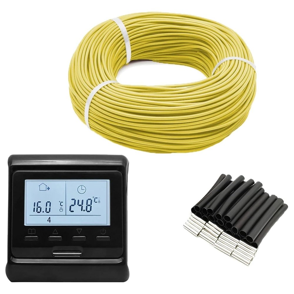 100m 12K 33Ohm Carbon Fiber Heating Cable Electric Wire Farming Underfloor Heating System with Thermostat(100m and M6 EH)