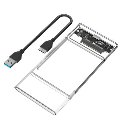 JMT Portable 2.5 Inch SATA Hard Drive Disk Enclosure Plastic with USB-C / Micro-B Port for 2.5" SATA SSD (Transparent,with Micro-B to USB3.0 Cable)