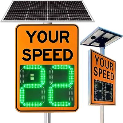 Solar Powered Your Speed LED Radar Speed Display Sign, 2 Digital Speed Detector, 0-300M Detection, Applicable to Highways, Speed-Limited Roads Orange-60x90cm/23.6x35.4in
