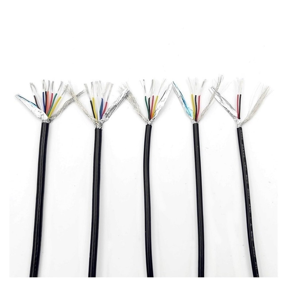 ACFFVBW Coiled Extension Cord, UL2547 Solid Insulated Control Line 1 Meter Bare Copper Shielded Cable 15-22 AWG 2-8 Cores(2 Cores,15AWG)