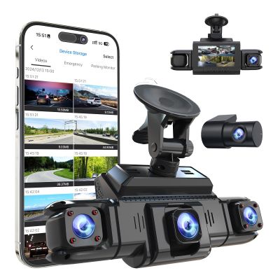 4 Channel FHD Dash Cam Front and Rear Inside, 4 Way Car Camera with Night Vision,Parking Mode,1080P Full HD Recording, Wide Angle Driving&Security Monitor for Auto,Truck,Taxi (1 Set)
