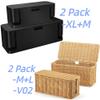 2Pack Cord Organizer Box - Extra Large and Medium Size & 2Pack Large Handwoven Imitation Rattan Cord Organizer Wire Hider Box Bundle view 1