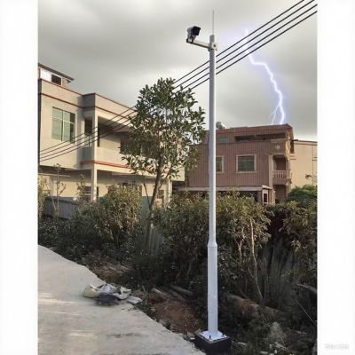 CHZDPP Household/Commercial Outside Stand for A Security Camera, Ground Mount Cameras Mounting Pole with Lightning Rod & 4 Installation Arms, for Street/Farms/Hotel/Bar Entrance(118in/300cm)