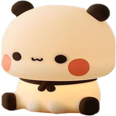 Aoamsfu Cute Panda Lamp, Cute Bear Night Light, Novelty Animal Touch Light Lamp, Bu-bu Du-du LED Night Light Decor for Baby Nursery, Toddler Boy, Room Decor (White)
