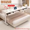 Adjustable Height Mobile Over Bed Desk, Electric Lift Solid Wood Laptop Table Multi-Purpose Rolling Overbed Table with Wheels for Study, Work, and Breakfast in Bed(Light Brown,150cm/59in) view 3
