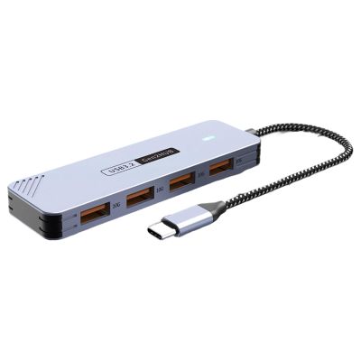 4Port Type C to USB3.2 Hubs 10Gbps Data USB Splitter Aluminum Alloy Expander for PC Laptop Keyboards Flashing Drive Type C to