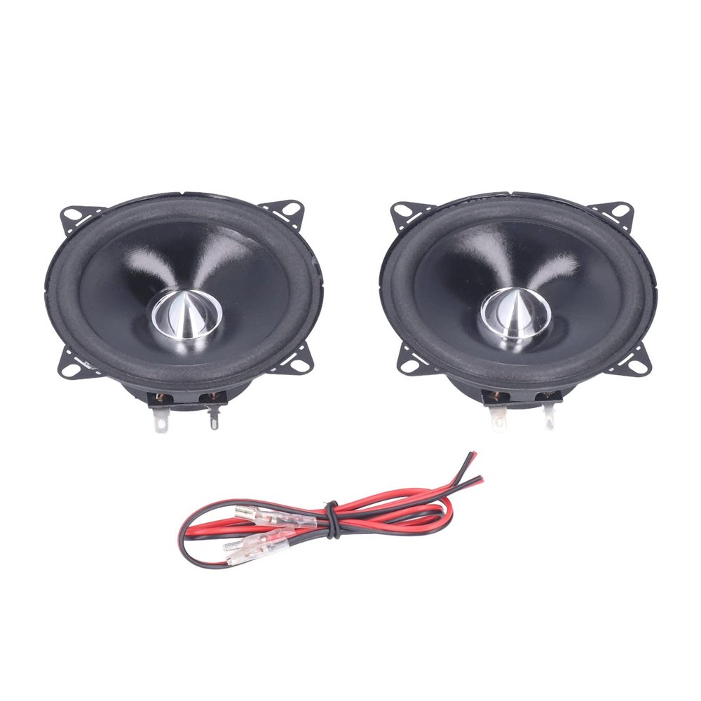 2 Pcs 4in Car Coaxial Speaker, Auto Loudspeaker Stereo Audio System, 2 Way Output with Clear Treble and Powerful Bass, Car Horn for Various Music, Sensitivity 91dB