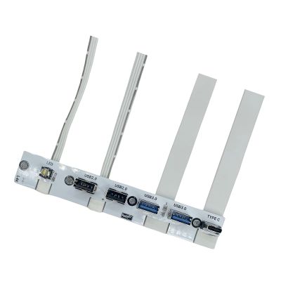 5 Port USB PC Front Panel Bracket 2xUSB3.0 2xUSB2.0 1xUSB C 20G with LED Switches Bracket for PC Case Desktop Chassis USB C Front Panel for Desktop Chassis