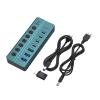 7 Port USB3.0 Splitter with Individual Switches USB3.0 Charging Port USB Power Adapter Extension for PC Metal USB Splitter with Ports view 3