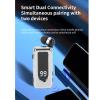 ciciglow Retractable Wireless Headphone, Stereo Lavalier Headset with Noise Cancelling Mic, LED Power Display, Bluetooth 5.4 Clip on Earpiece for Business Driving (Silver) view 3