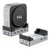ANYOYO 40Gbps Mac mini M4 Dock and Stand with M.2 NVMe SSD Enclosure, Dual HDMI 4K@60Hz, 4USB-A 3.1(10Gbps), 2USB-A 2.0, Wi-Fi Signal Friendly Design, Aluminum USB-C Hub for Mac mini M4 view 1