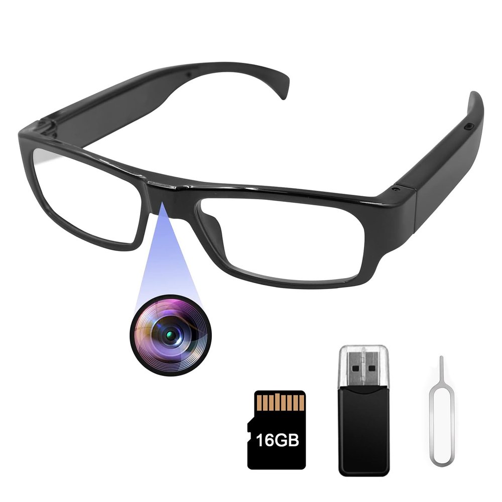 Camera Glasses Wearable Smart Camera Video Recording Portable Outdoor Sport Action Glasses Support Photos/Videos for Man/Woma (mit 16GB Micro SD Card)