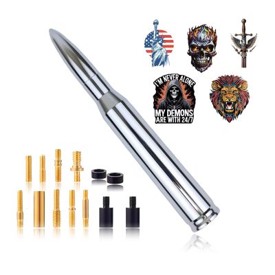 7.8in Free Combination DIY Car Truck Antenna,Universal Mast Compatible Chevy Silverado 1500 2500 3500 HD Avalanche Ford F150 F250 F350 Denali Heavy Duty Pickup Trucks AccessoriesSilver