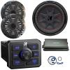 KICKER 51KBTR Marine Bluetooth Powersport USB/AUX Sub RCA Outputs Receiver, 2X 6.5 195W Max Power 4 Ohm Coaxial Speakers W/2x Charcoal Grille, 10" 800W Max DVC Subwoofer, 4-Channel Amplifier W/Kit view 1