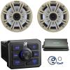 KICKER 51KBTR Marine Bluetooth Powersport USB/AUX Sub RCA Outputs Receiver, 2X 6.5 195 Watts Max Power 4 Ohm Coaxial Speakers W/Grille, 4-Channel Weather-Resistant Full-Range Amplifier W/Kit (White) view 1