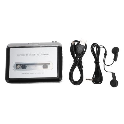 Pilipane USB Cassette to MP3 Converter Portable Tape to Digital Sound Recorder Player with Headphones for PC USB 2.0 Interface ABS Material