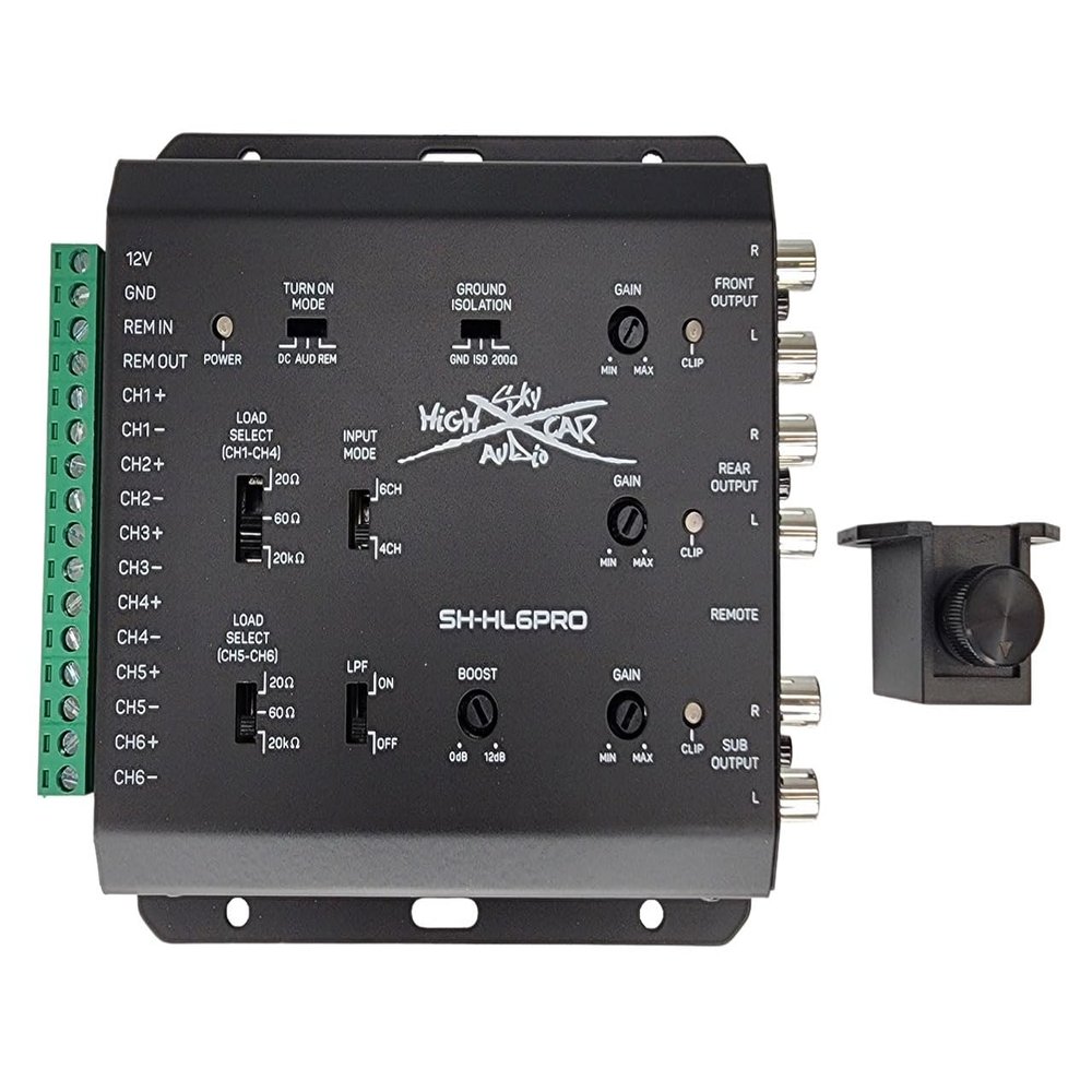 Sky High Car Audio 6 Channel Hi to Low Converter with Remote Bass Control