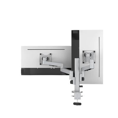 HFFFXRCY Dual monitor arm stand for two 17"-32" inch screen monitors desktop mounting bracket aluminum alloy r bracket saves desktop space