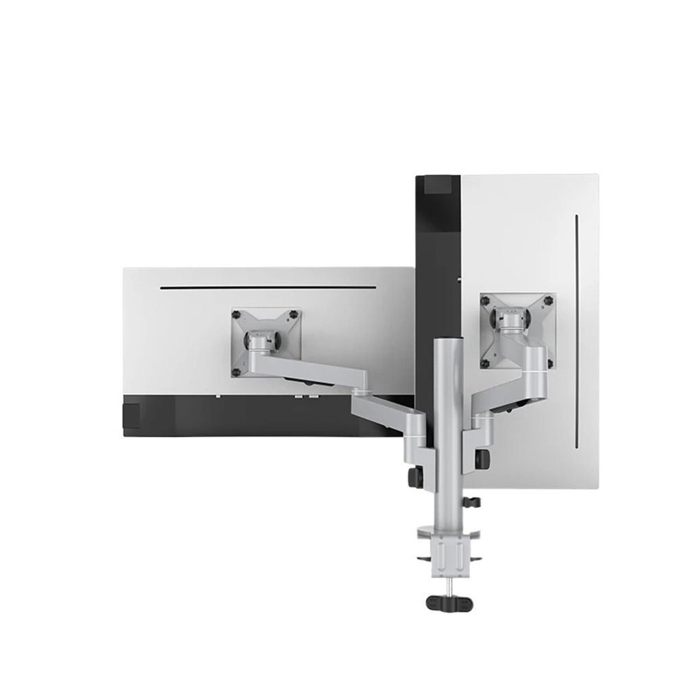 HFFFXRCY Dual monitor arm stand for two 17"-32" inch screen monitors desktop mounting bracket aluminum alloy r bracket saves desktop space