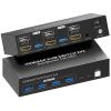 4K HDMI+DP (Displayport) KVM, Dual Monitor KVM Switch- 4K@60Hz, HDMI+DP (Displayport) KVM Switch with 4 USB 3.0 Ports, Wired Remote & 2 USB 3.0 Cables Included view 1
