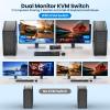 4K HDMI+DP (Displayport) KVM, Dual Monitor KVM Switch- 4K@60Hz, HDMI+DP (Displayport) KVM Switch with 4 USB 3.0 Ports, Wired Remote & 2 USB 3.0 Cables Included view 3