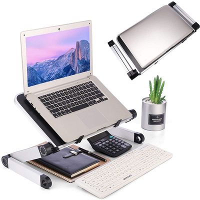 CYANGBO Adjustable Laptop Stand, Recliner Foldable Computer Holder Stand Adjustable Ergonomic Aluminum Alloy Laptop Riser with Density Board Baffle Ventilated for Tablets MacBook Pro IPad