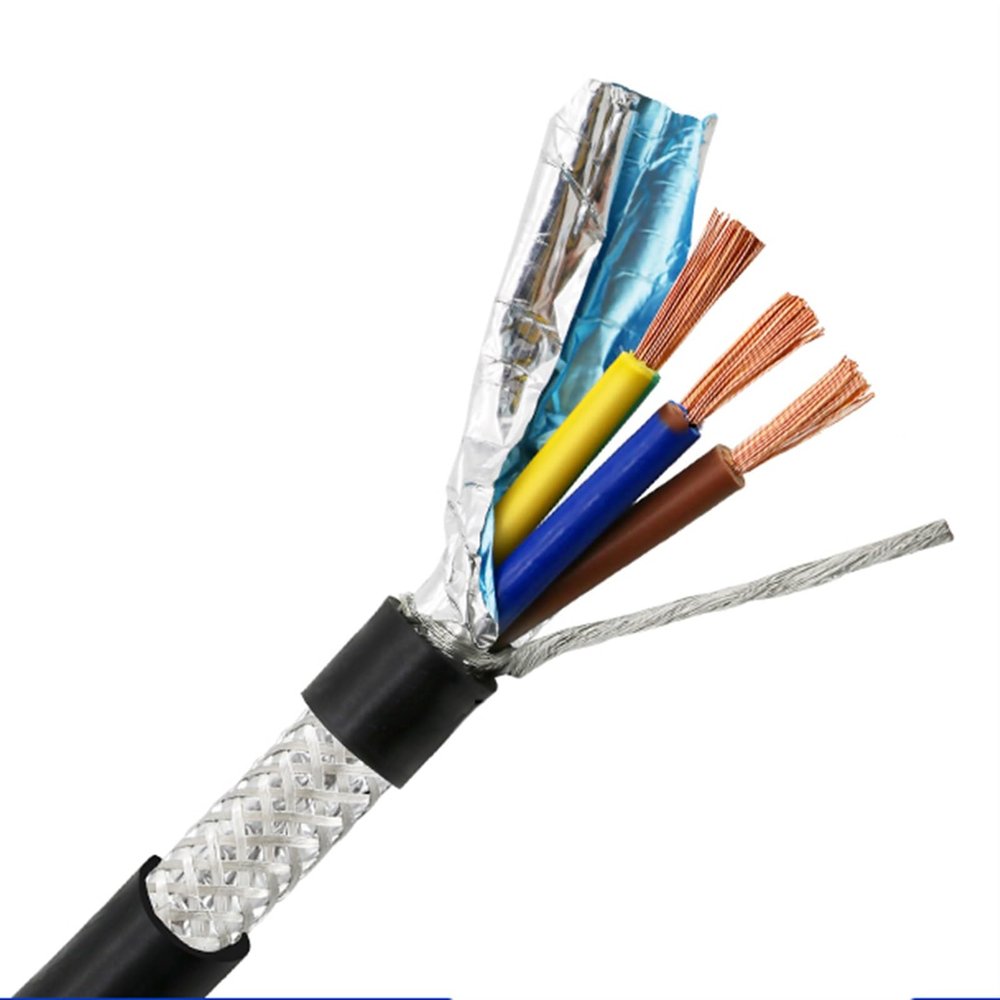 ACFFVBW Coiled Extension Cord, Double Layer Shielded Cable Pack of Multiple Cores 18-26 AWG 2-24 Core Pure Copper PVC Sheath(3cores,18AWG 0.75mm 5meter)