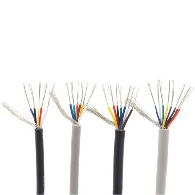 ACFFVBW Coiled Extension Cord, 22AWG 2-5 Cores UL2547 Shielded Audio Signal Cable PVC Insulated Copper 5m Multicolor(Black,22AWG (4Cores))
