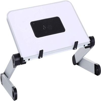 Adjustable Laptop Stand, Recliner Aluminum Cooling Notebook Riser Laptop Mount Computer Holder Portable Laptop Stand with Non-Slip Density Board Baffle Compatible with 11'' -17''(White)